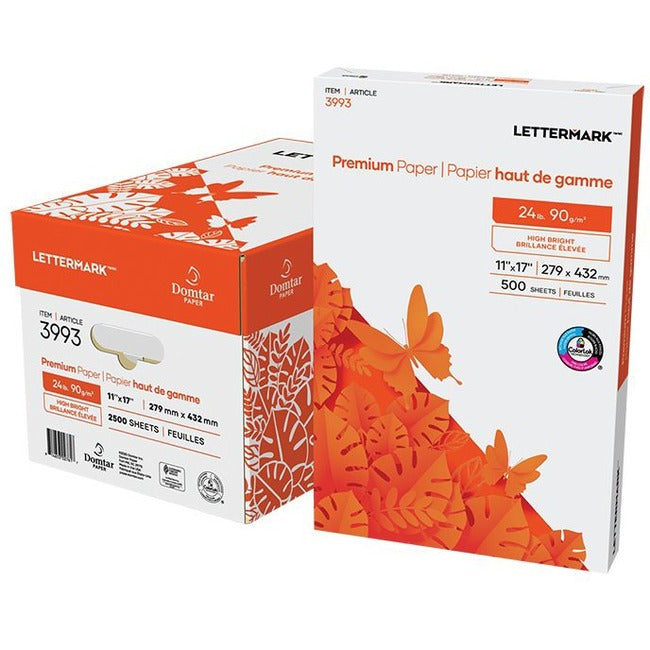 Domtar Lettermark Premium Paper 96B 24 lb 11" x 17" 500/pkg
