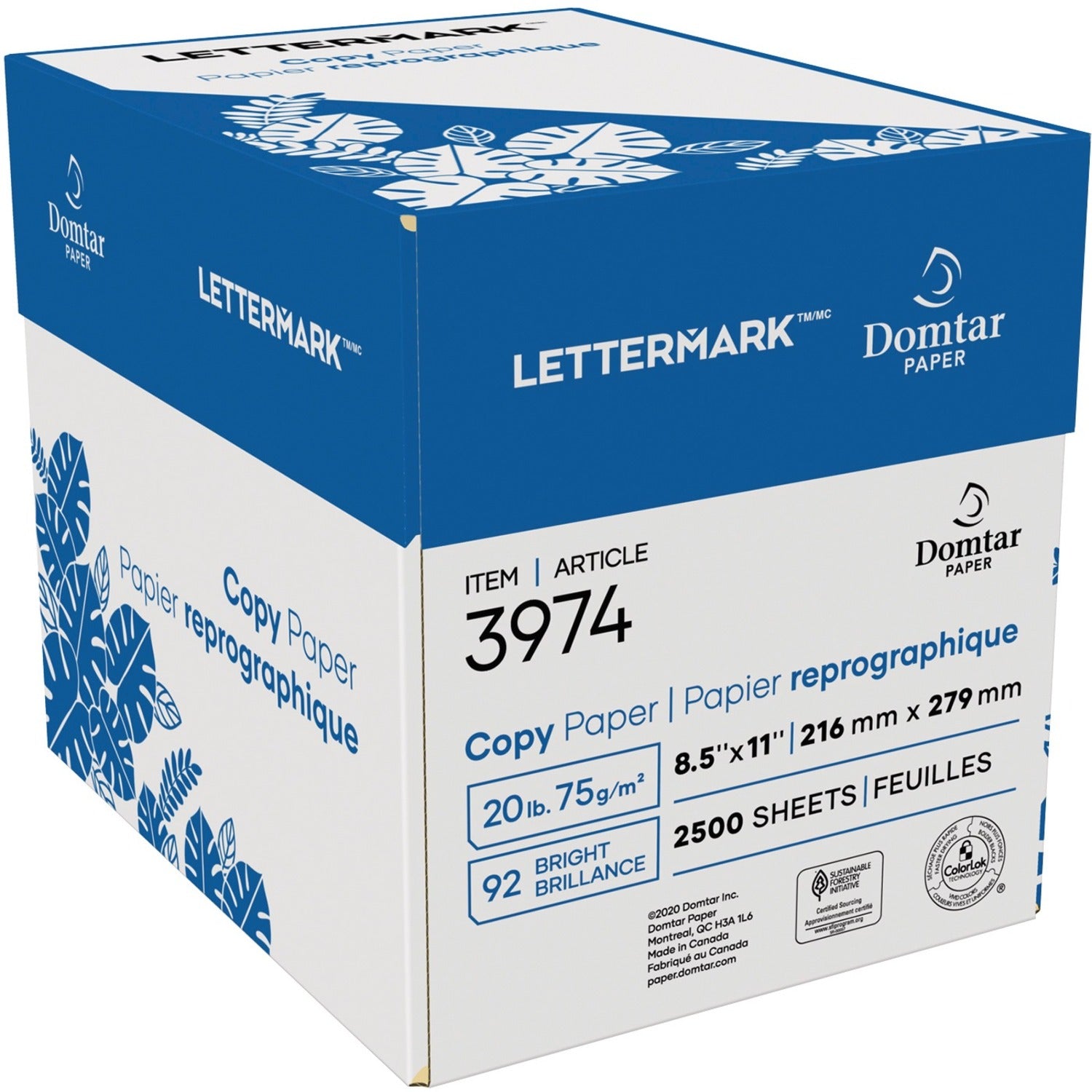 Domtar Copy Paper 92B 20lb 8-1/2" x 11" 500/pkg
