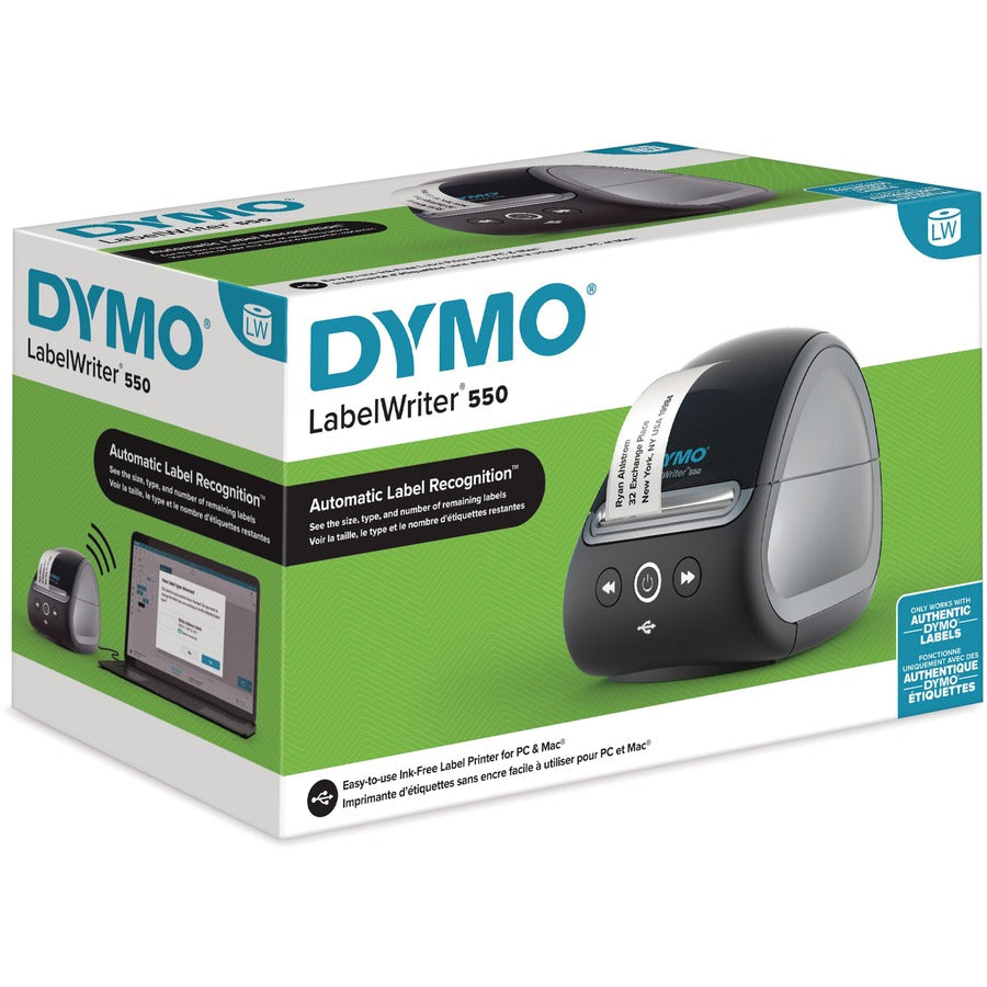 Dymo LabelWriter 550 Direct Thermal Printer - Monochrome - Label Print - USB - USB Host - Black - 2112552
