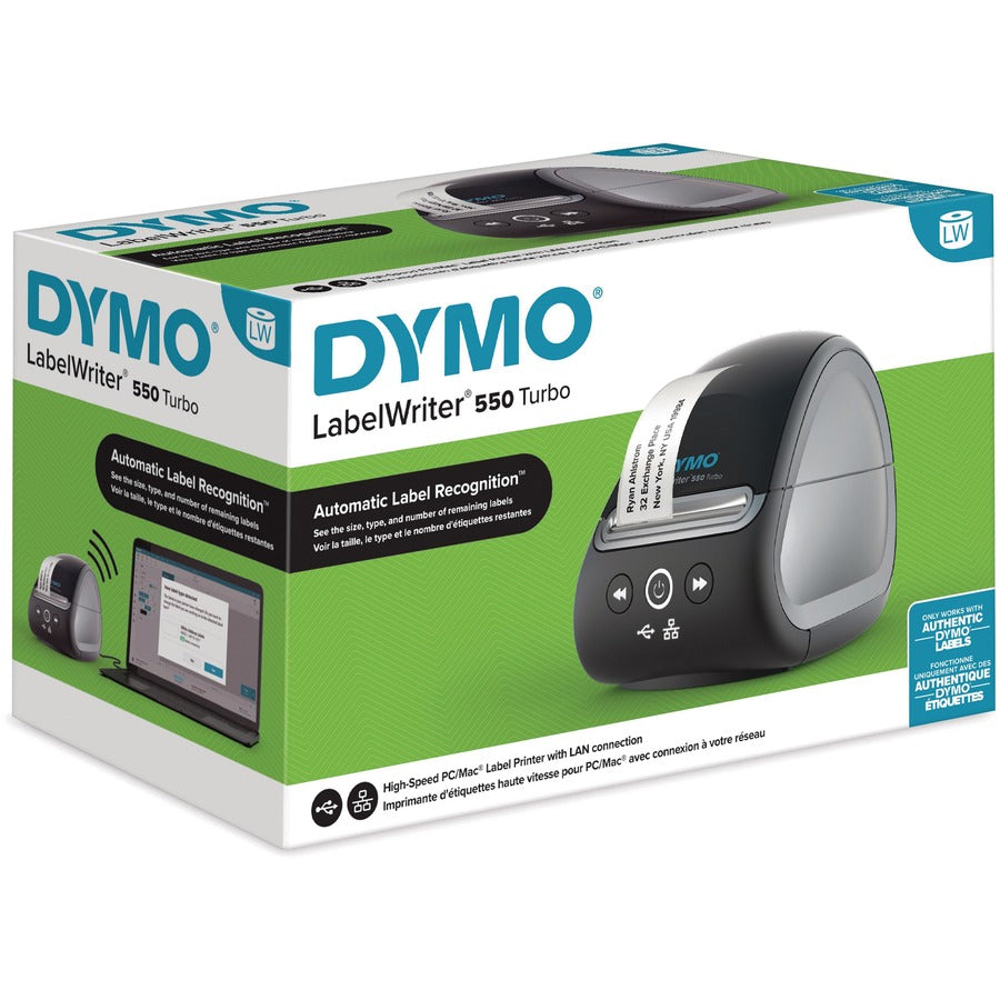 Dymo LabelWriter 550 Direct Thermal Printer - Monochrome - Label Print - Ethernet - USB - USB Host - Black - 2112553