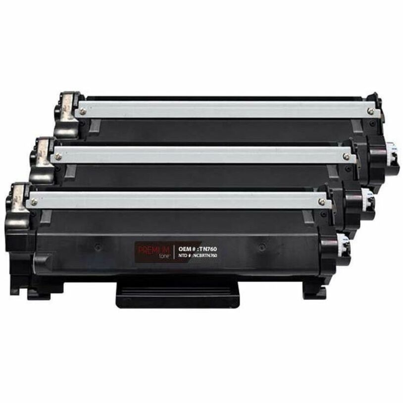 Premium Tone Toner Cartridge - Alternative for Brother TN760 - Trio Pack - Black - NCBRTN760-T3