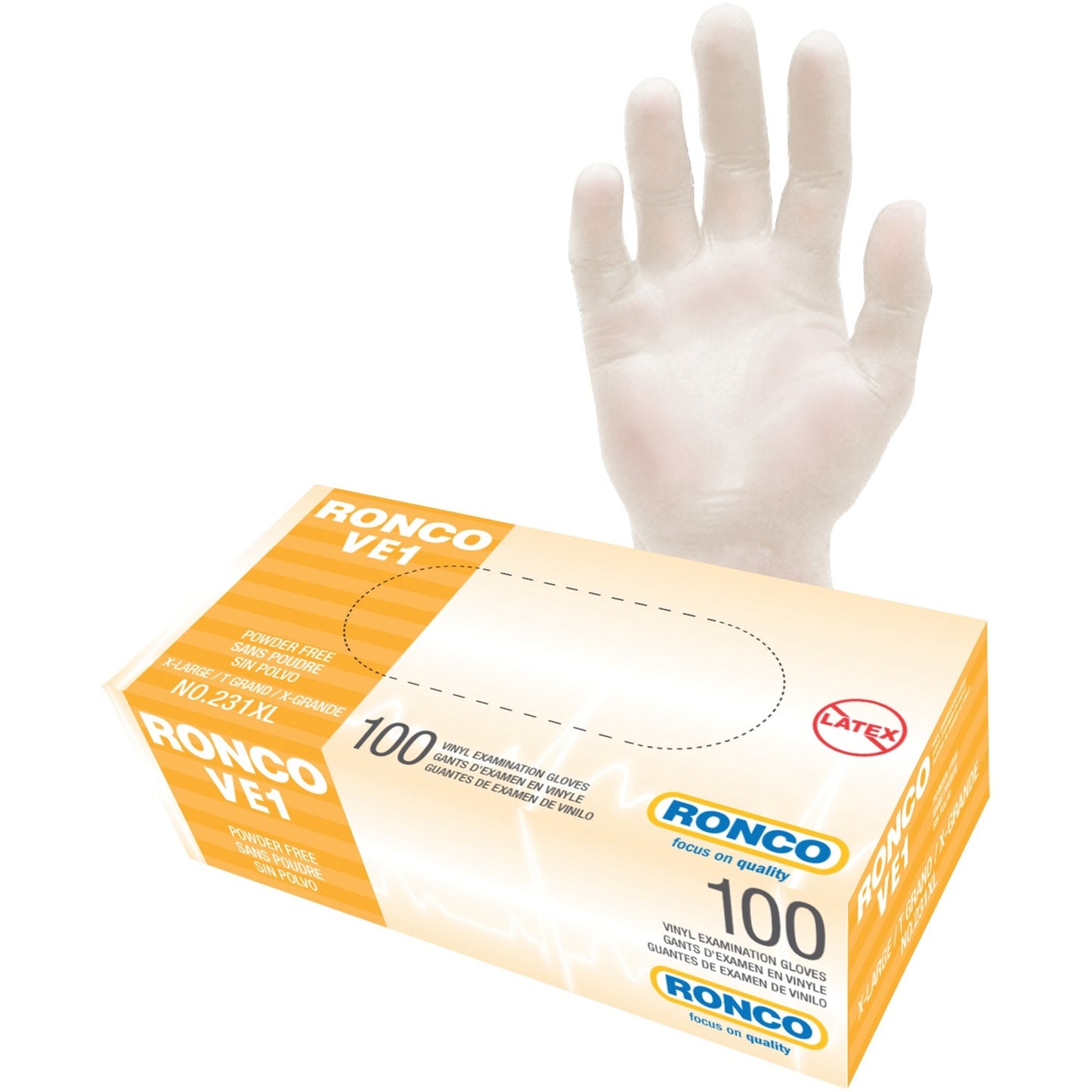 RONCO VE1 Vinyl Examination Glove (3 mil)