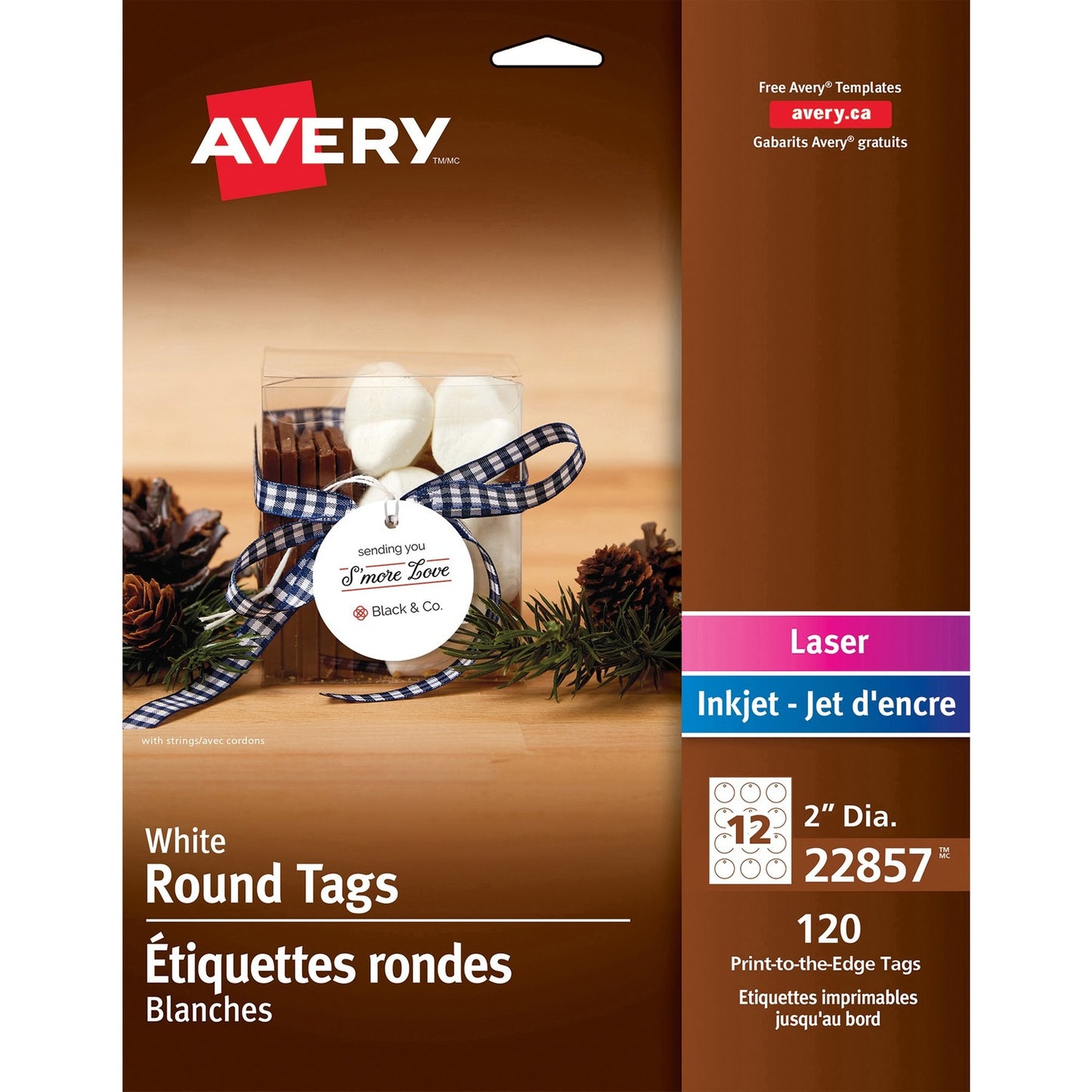 Avery® Printable Round Tags with Strings 2" Diameter, for Laser and Inkjet Printers