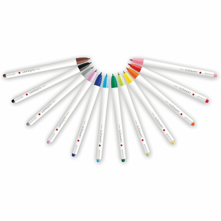 Zebra Pen ClickArt Retractable Markers Bullet Tip Assorted Colours 12/pkg - 69012