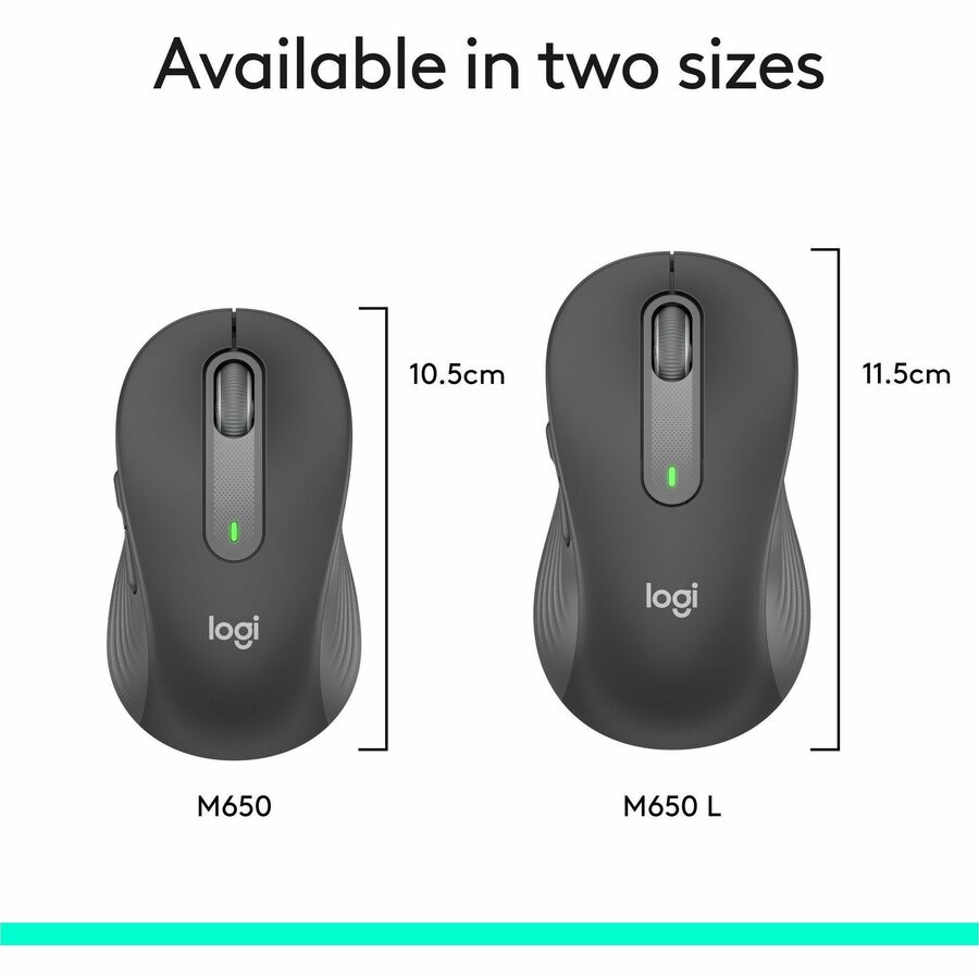 Logitech Signature M650 Wireless Mouse - For Small to Medium Sized Hands, 2-Year Battery, Silent Clicks, Customizable Side Buttons, Bluetooth, Multi-Device Compatibility (Graphite) - 910-006250