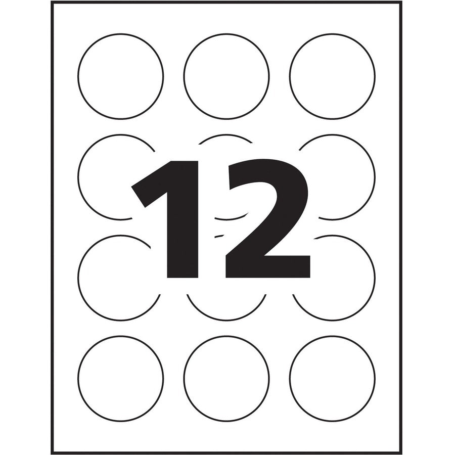 Avery® Glossy White Round Soap and Candle Labels 2" Diameter, Permanent Adhesive, for Laser Printers - 22840