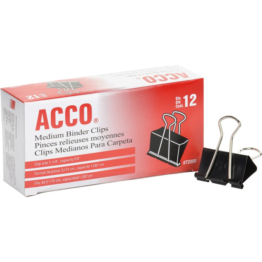 ACCO Medium Foldback Binder Clips 1 1/4" wide (5/8" capacity) - ACC72050