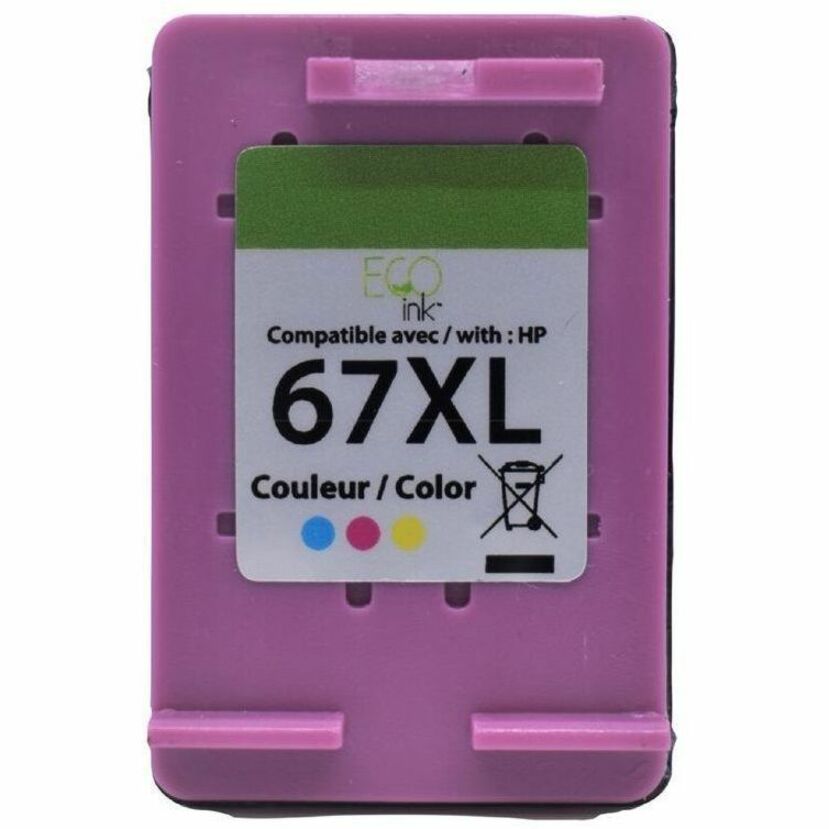Eco Ink Ink Cartridge - Remanufactured for Hewlett Packard 3YM58AN - Color - RHP67XLC-EI