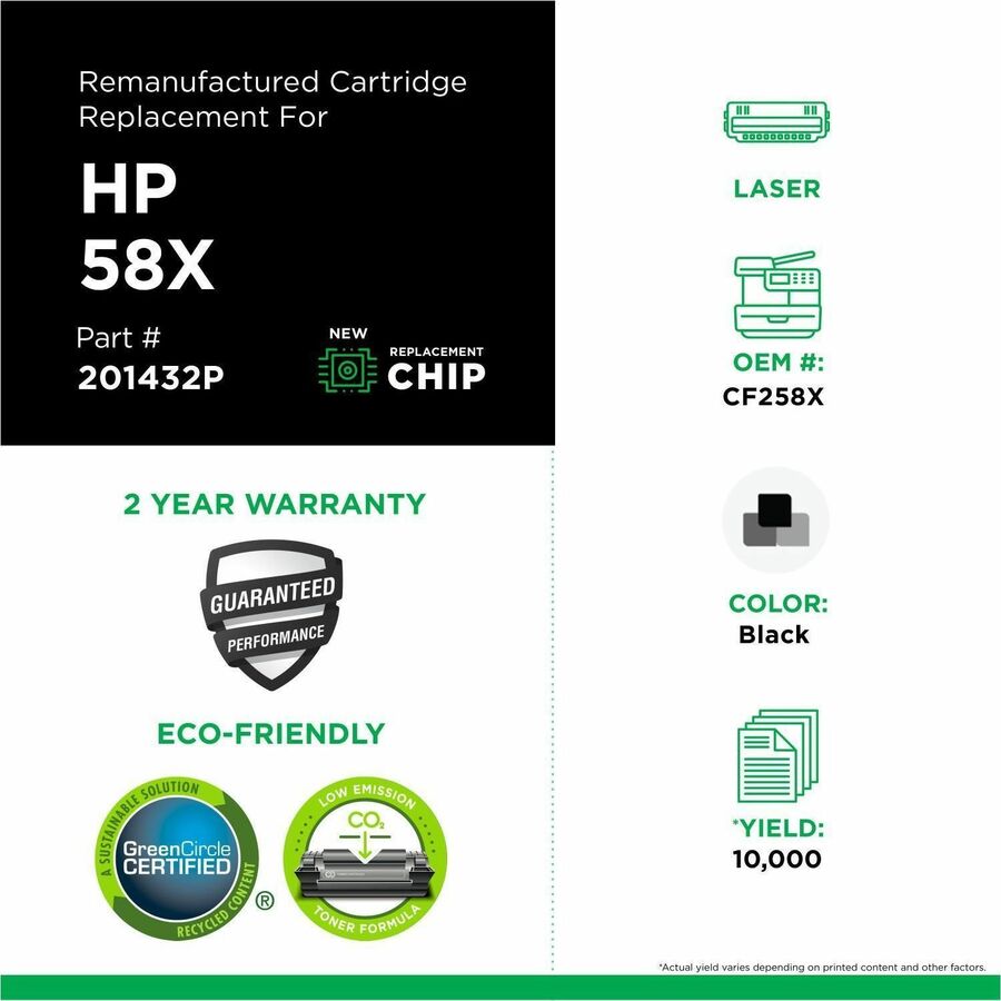 CIG Remanufactured High Yield Laser Toner Cartridge CF258X, W9024MC - Black - 1 Each - 201432P