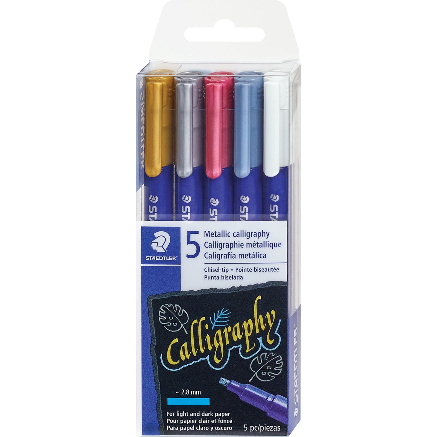 Staedtler Metallic Markers Calligraphy Assorted Colours 5/pkg