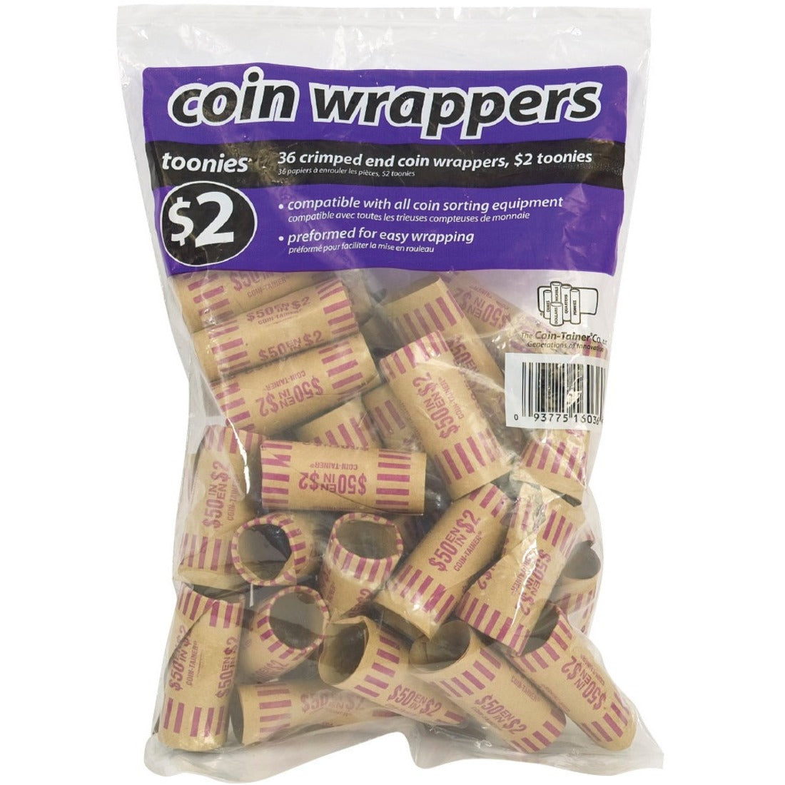 Merangue Paper Coin Wrapper, Toonie, 36 Pack