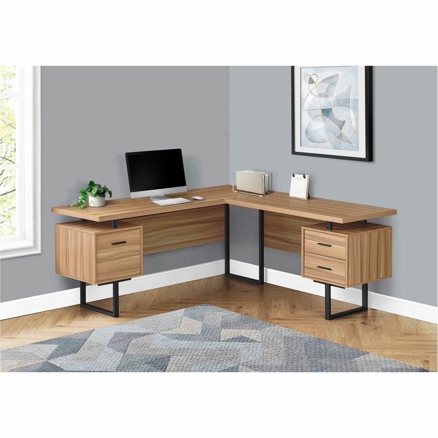 Monarch Specialties Computer Desk - 70"L / Reclaimed Wood / Black Metal / L/R - I7612