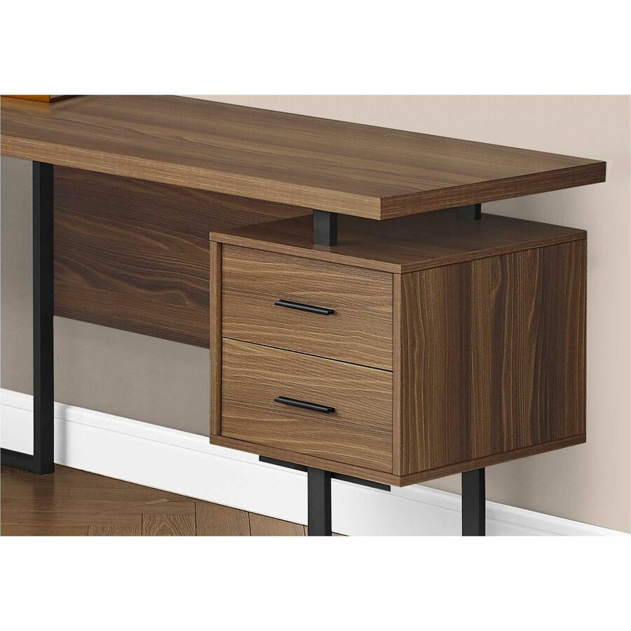 Monarch Specialties Computer Desk - 70"L / Walnut / Black Metal / L/R Face - I 7610