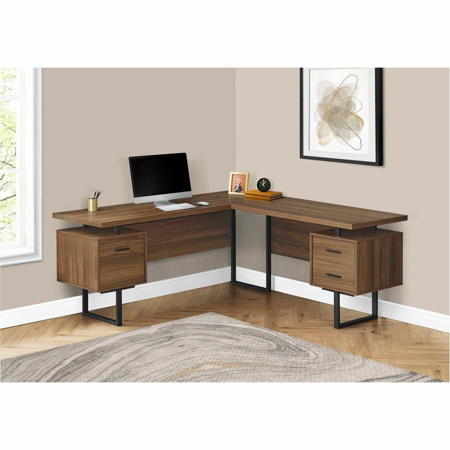Monarch Specialties Computer Desk - 70"L / Walnut / Black Metal / L/R Face - I 7610