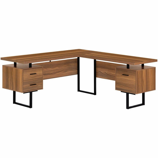 Monarch Specialties Computer Desk - 70"L / Walnut / Black Metal / L/R Face