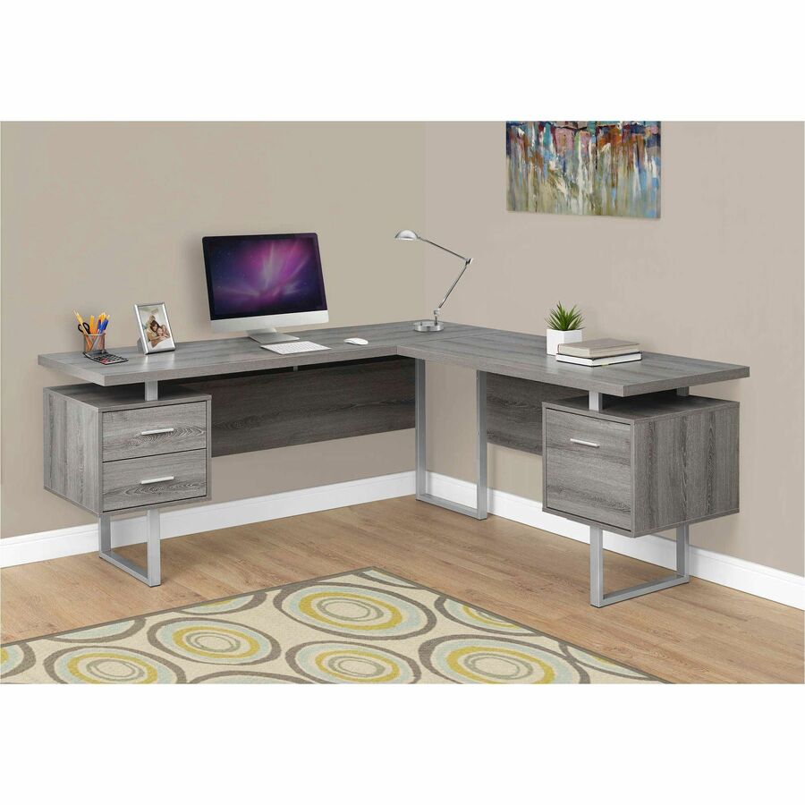 Monarch Specialties Computer Desk - 70"L / Dark Taupe Left OR Right Facing - I 7304