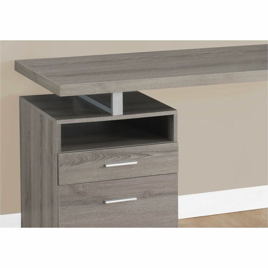 Monarch Specialties Computer Desk - 60"L / Dark Taupe / Silver Metal - I 7145