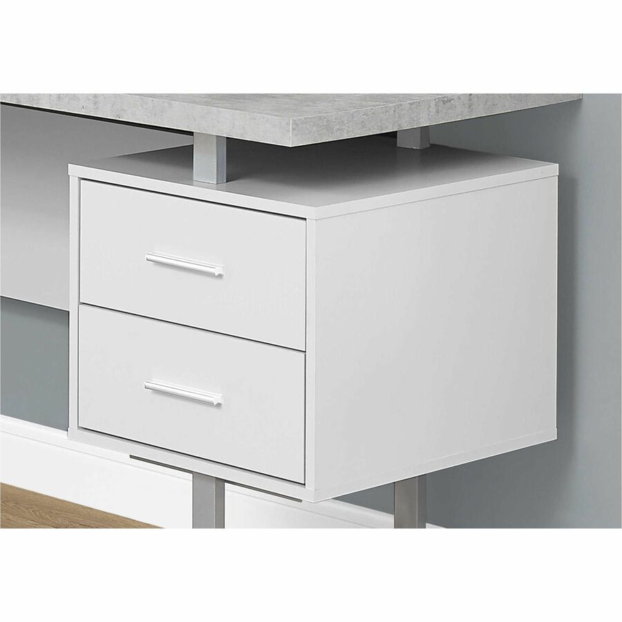 Monarch Specialties Computer Desk - 70"L White / Cement-Look Left/Right Face - I7307
