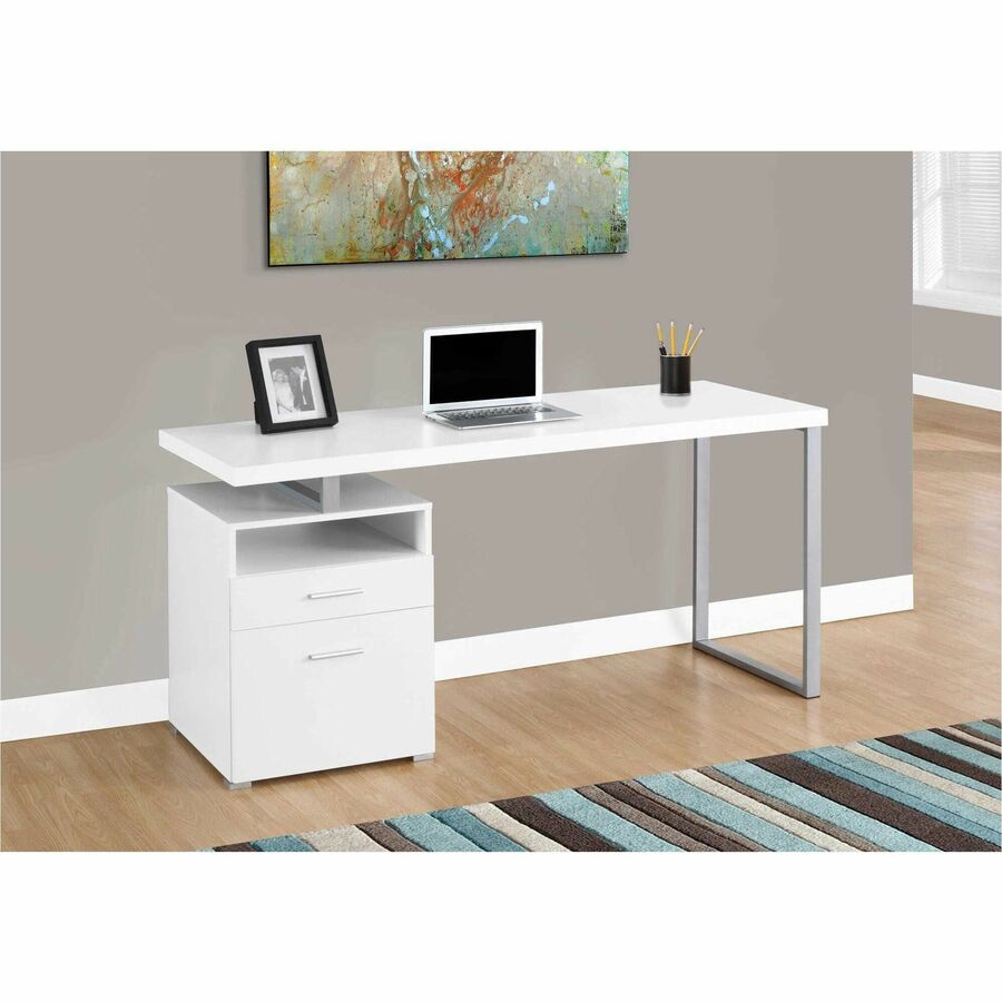Monarch Specialties Computer Desk - 60"L / White / Silver Metal - I 7144
