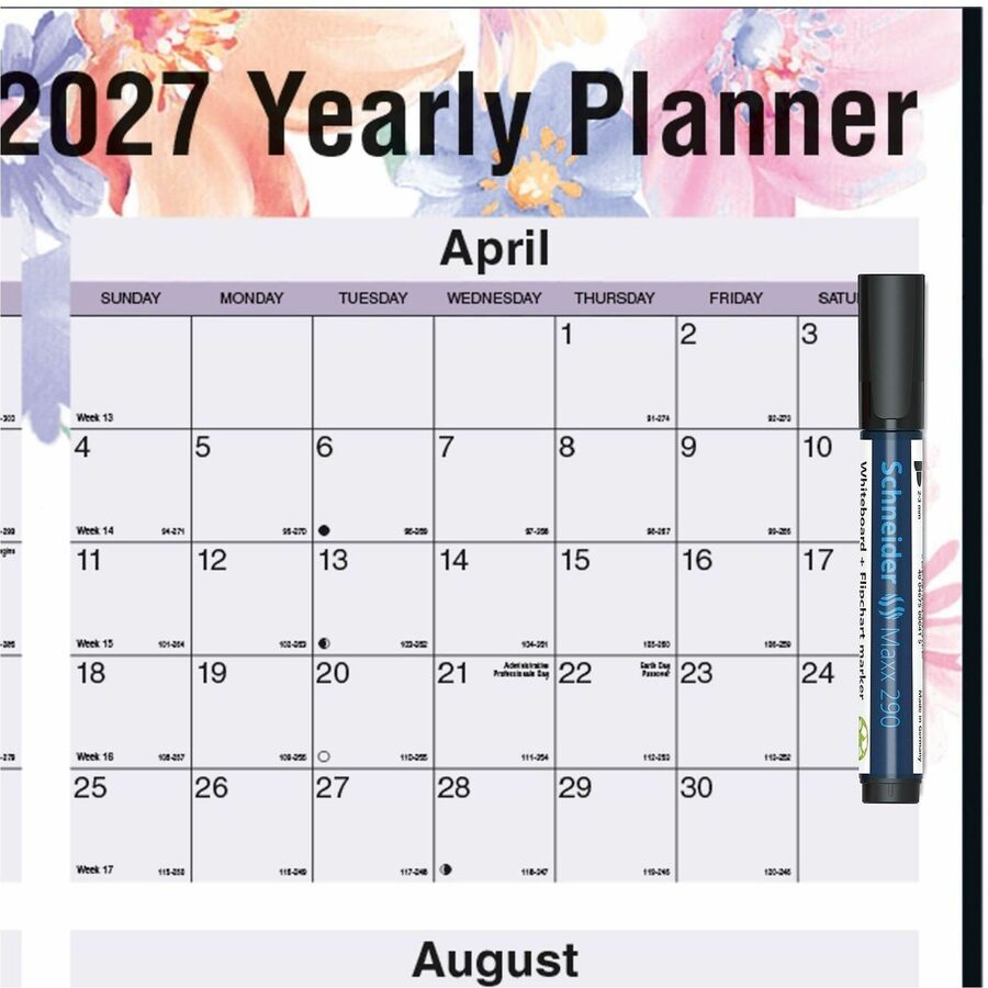 Blueline Passion Yearly Laminated Wall Calendar, 24" x 36" , English - C171920