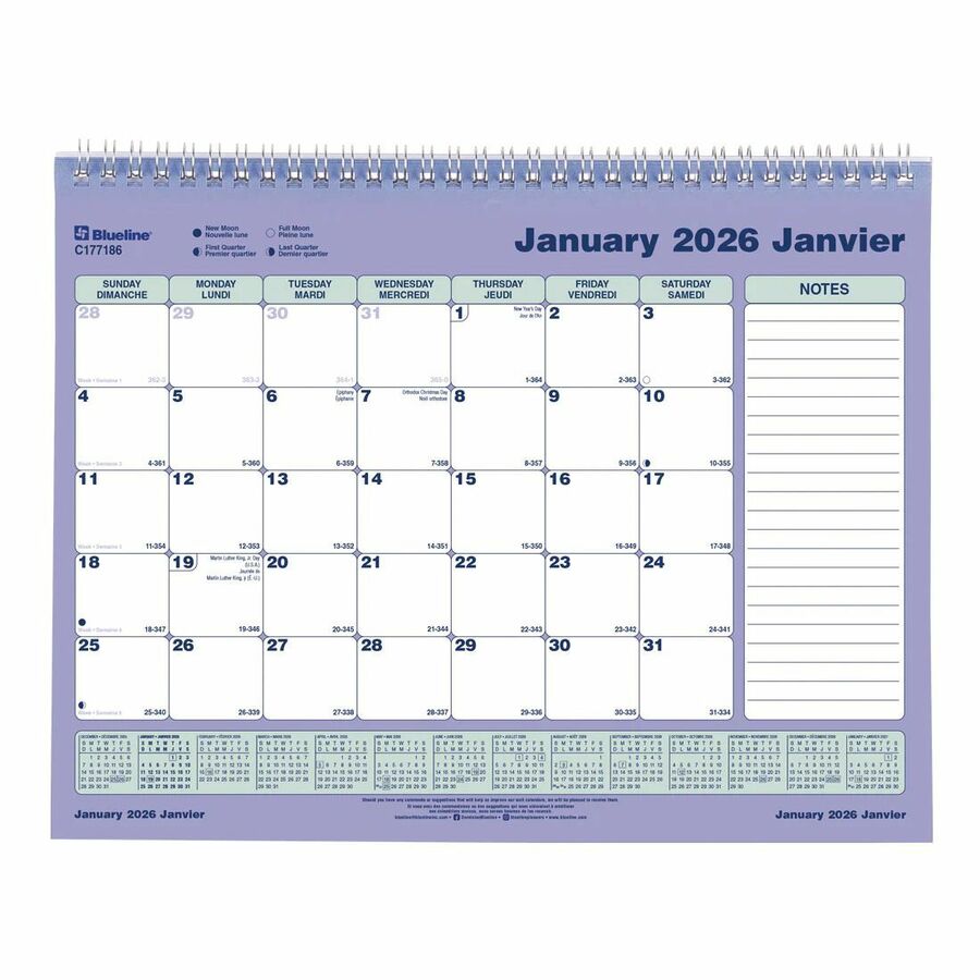 WALL CAL.MONTH.8.5X11" BIL.