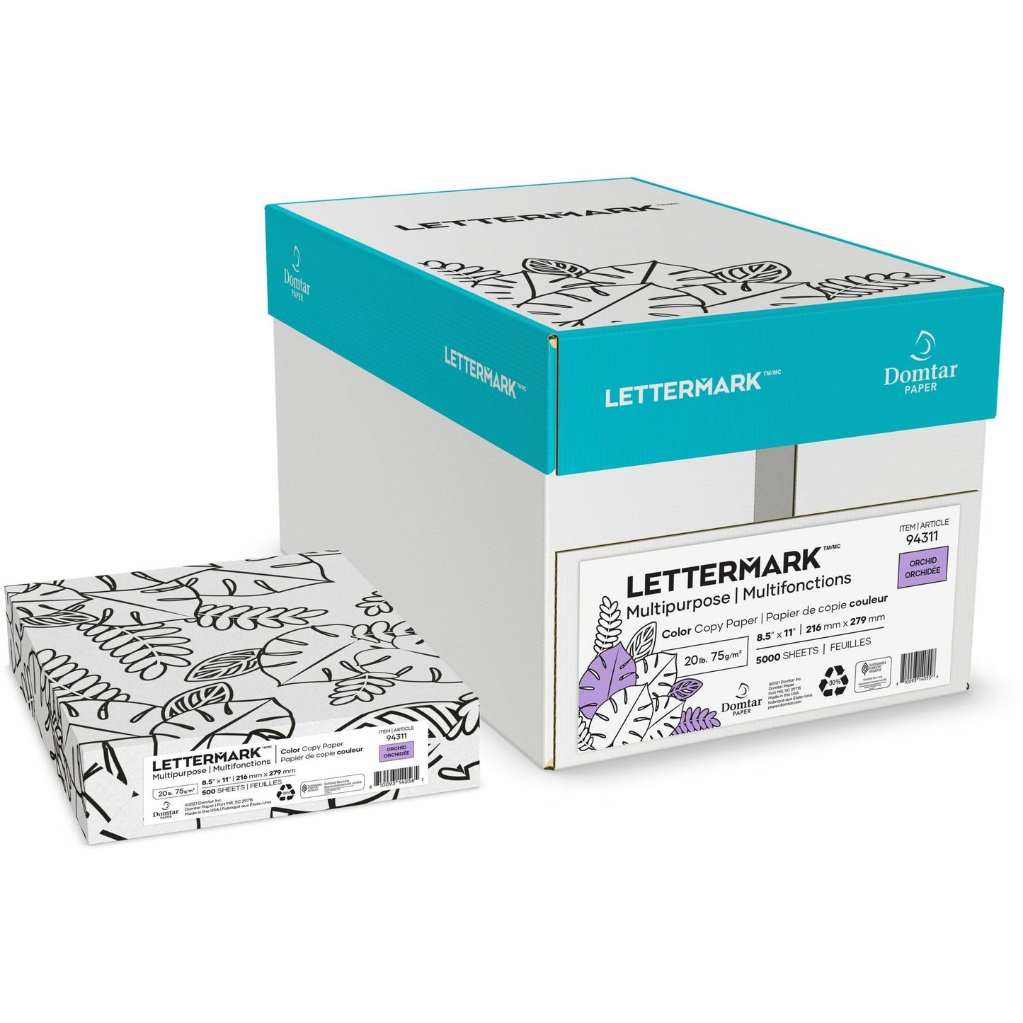Domtar Lettermark Colors Multipurpose Coloured Paper Letter Orchid 500/pkg