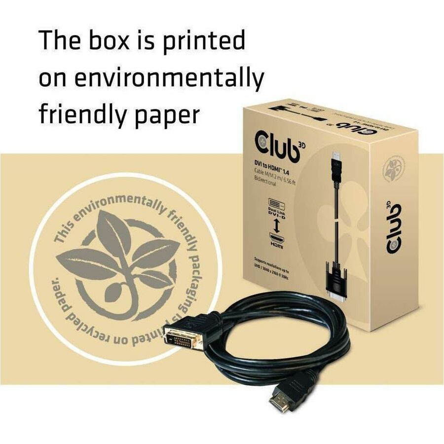 Club 3D DVI to HDMI 1.4 Cable Bidirectional M/M 2 m / 6.56 ft - CAC-1210