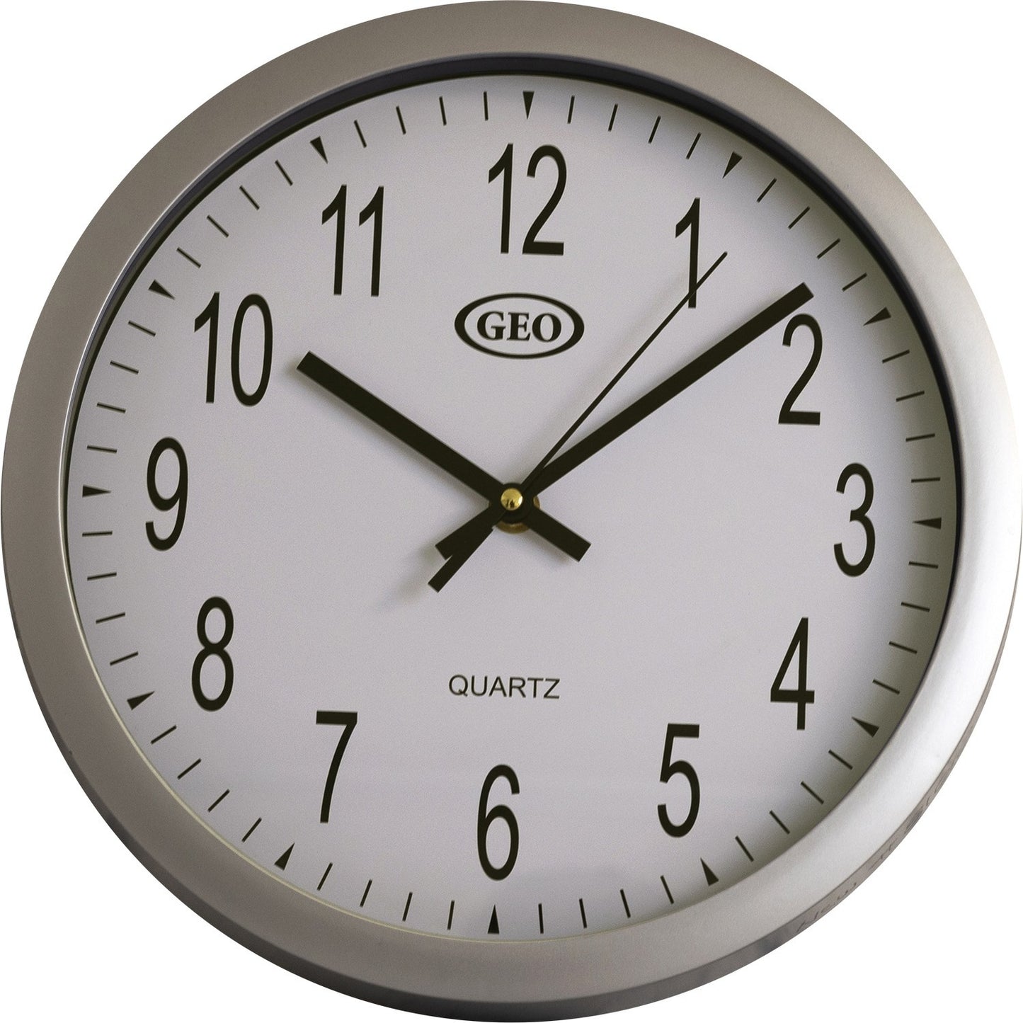 GEO Quartz Wall Clock 10" Round Chrome