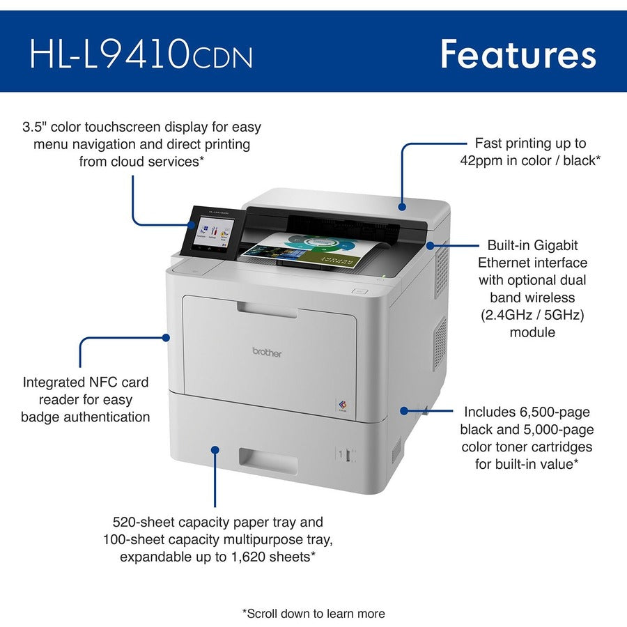 Brother Workhorse HL HL-L9410CDN Desktop Wireless Laser Printer - Color - HLL9410CDN