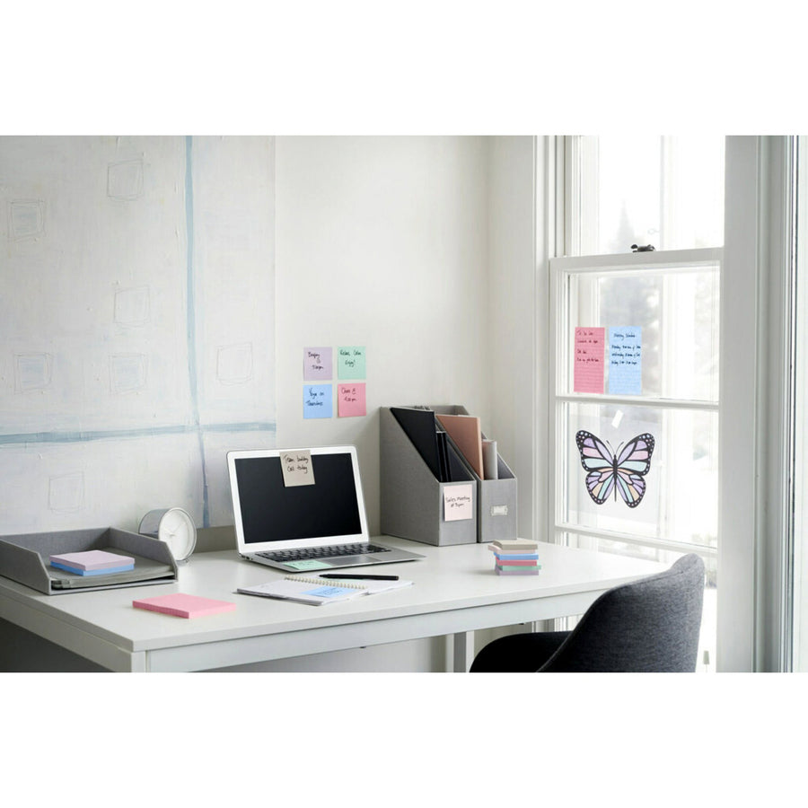 Post-it® 100% Recycled Paper Super Sticky Notes 3 in x 3 in Wanderlust Pastels Collection - 654R5SSNRP