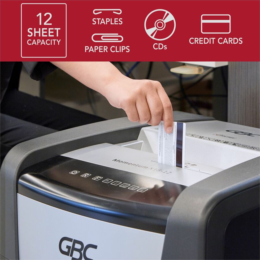 GBC Momentum Paper Shredder, M12-12, Micro-Cut, Anti-Jam, 12 Sheets - WSM177003