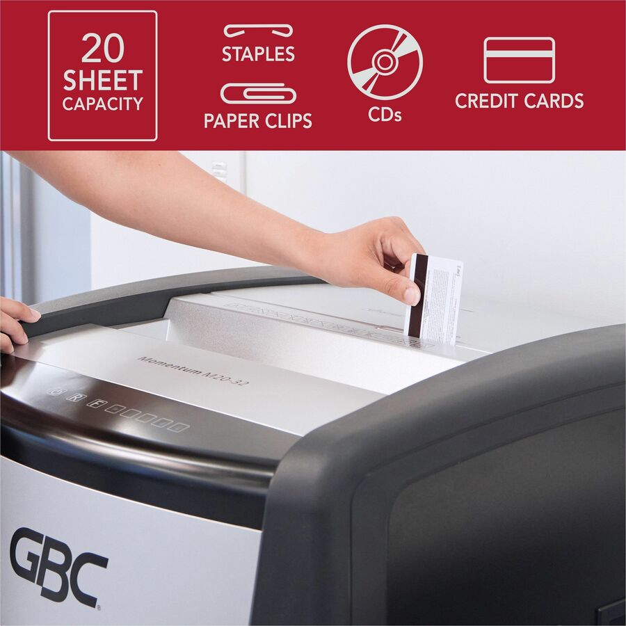 GBC Momentum Paper Shredder, M20-32, Micro-Cut, Anti-Jam, 20 Sheets - WSM177006