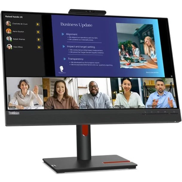 Lenovo ThinkVision T24v-30 24" Class Webcam Full HD LED Monitor - 16:9 - Raven Black - 63D8MAR3US