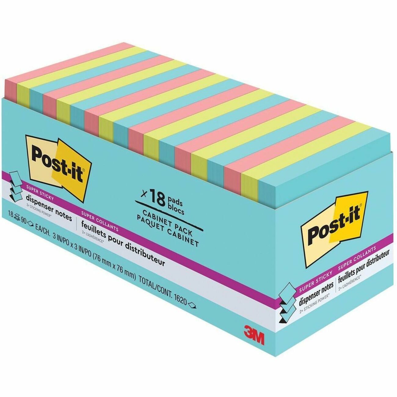 Post-it® Super Sticky Dispenser Pop-up Notes, Supernova Neons Collection, 3 in x 3 in