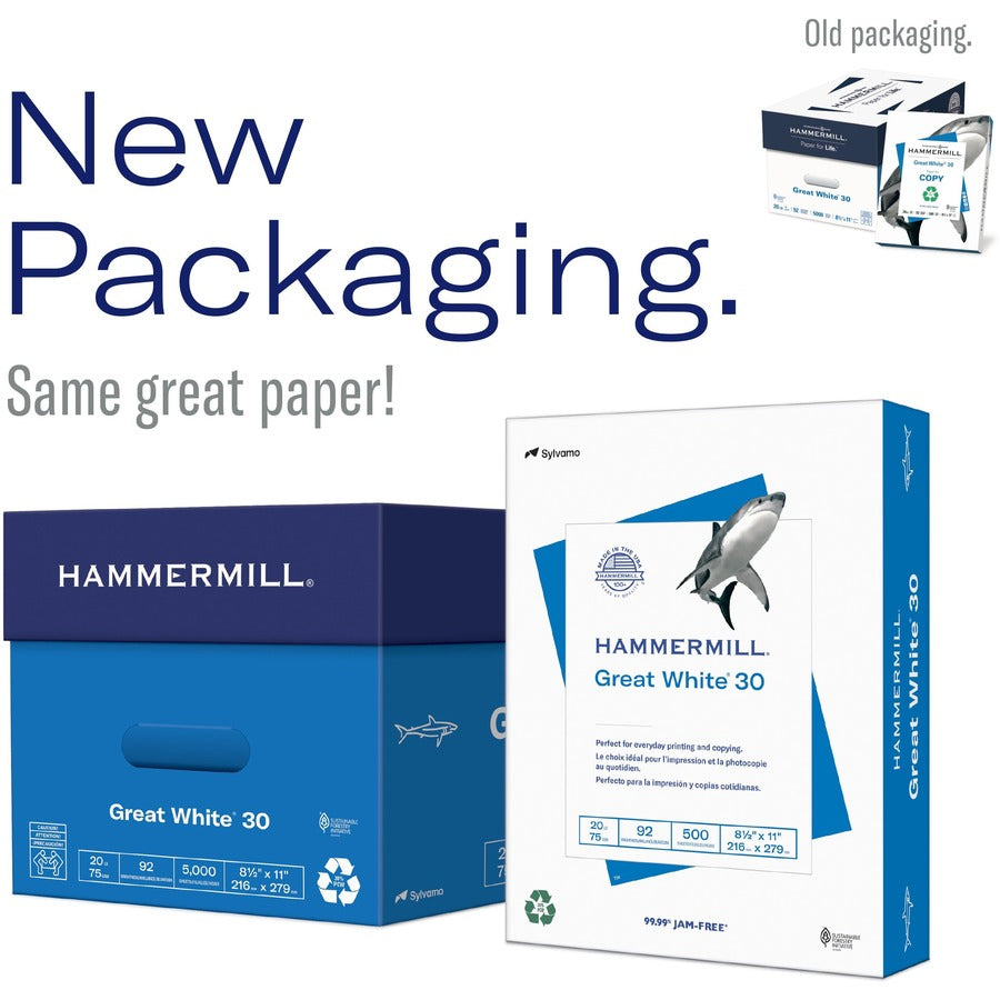 Hammermill Great White Recycled Copy Paper - White - 86700-NVXC