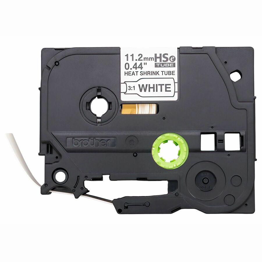 Brother HSe-231E Black on White Heat Shrink Tube Tape, 11.2 mm (0.44 in.) - HSE231E