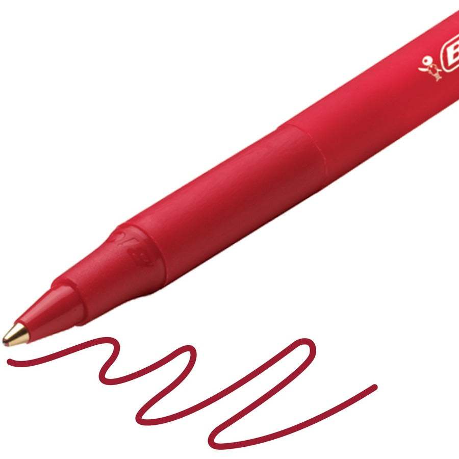 BIC Soft Feel Red Retractable Ballpoint Pens, Medium Point (1.0 mm), 12-Count Pack, Red Pens With Soft-Touch Comfort Grip - SCSM11 RED-CA