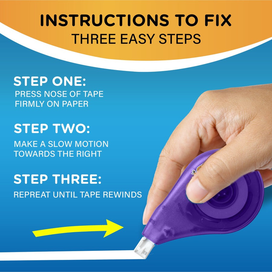 BIC Wite-Out Brand EZ Correct Correction Tape, 11.9 Metres, 1-Count Each of white Correction Tape, Fast, Clean and Easy to Use Tear-Resistant Tape Office or School Supplies - WOTAPP11-WHI-CA