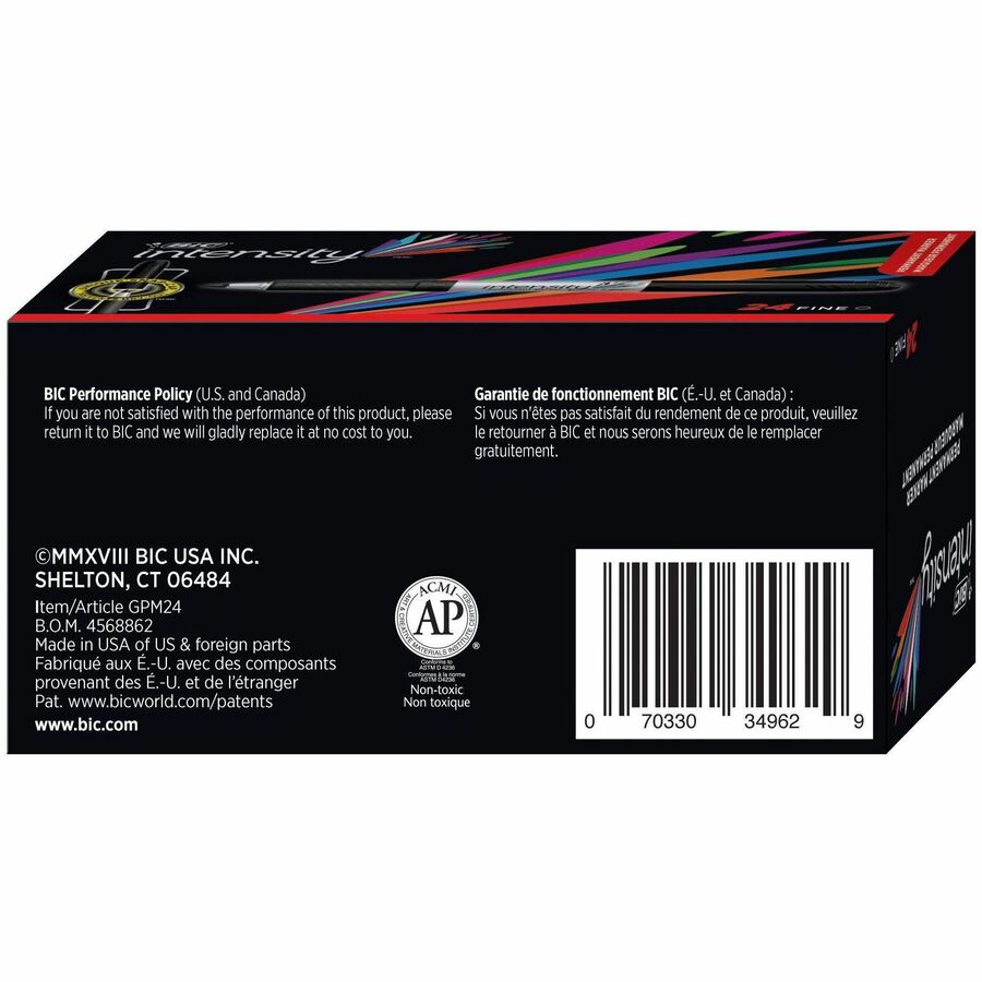 BIC Intensity Marker Fine Tip Permanent Markers, Black, 24-Count Pack, Art Supplies for Adults and Teens - GPM241BLK-CA