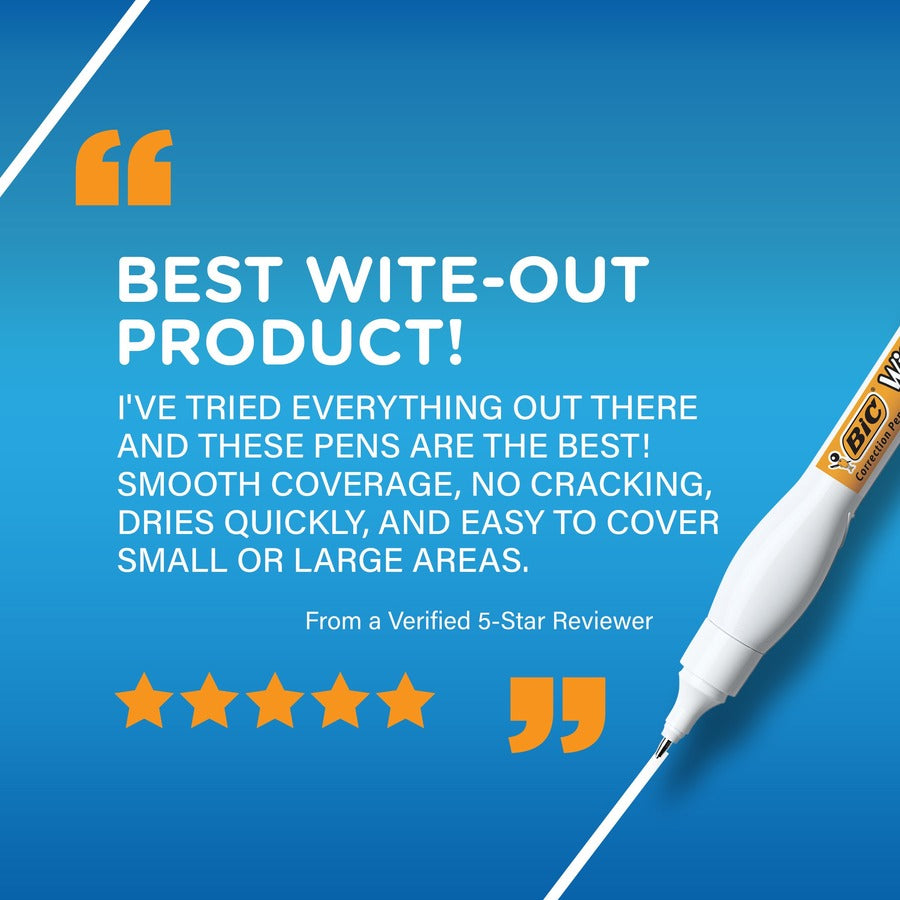 BIC Wite-Out Brand Shake 'n Squeeze Correction Pen, 8 ML Correction Fluid, 2-Count Pack of white Correction Pens, Fast, Clean and Easy to Use Pen Office or School Supplies - WOSQPP21-WHI-CA