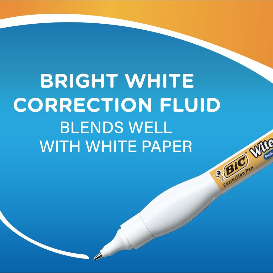 BIC Wite-Out Brand Shake 'n Squeeze Correction Pen, 8 ML Correction Fluid, 2-Count Pack of white Correction Pens, Fast, Clean and Easy to Use Pen Office or School Supplies - WOSQPP21-WHI-CA