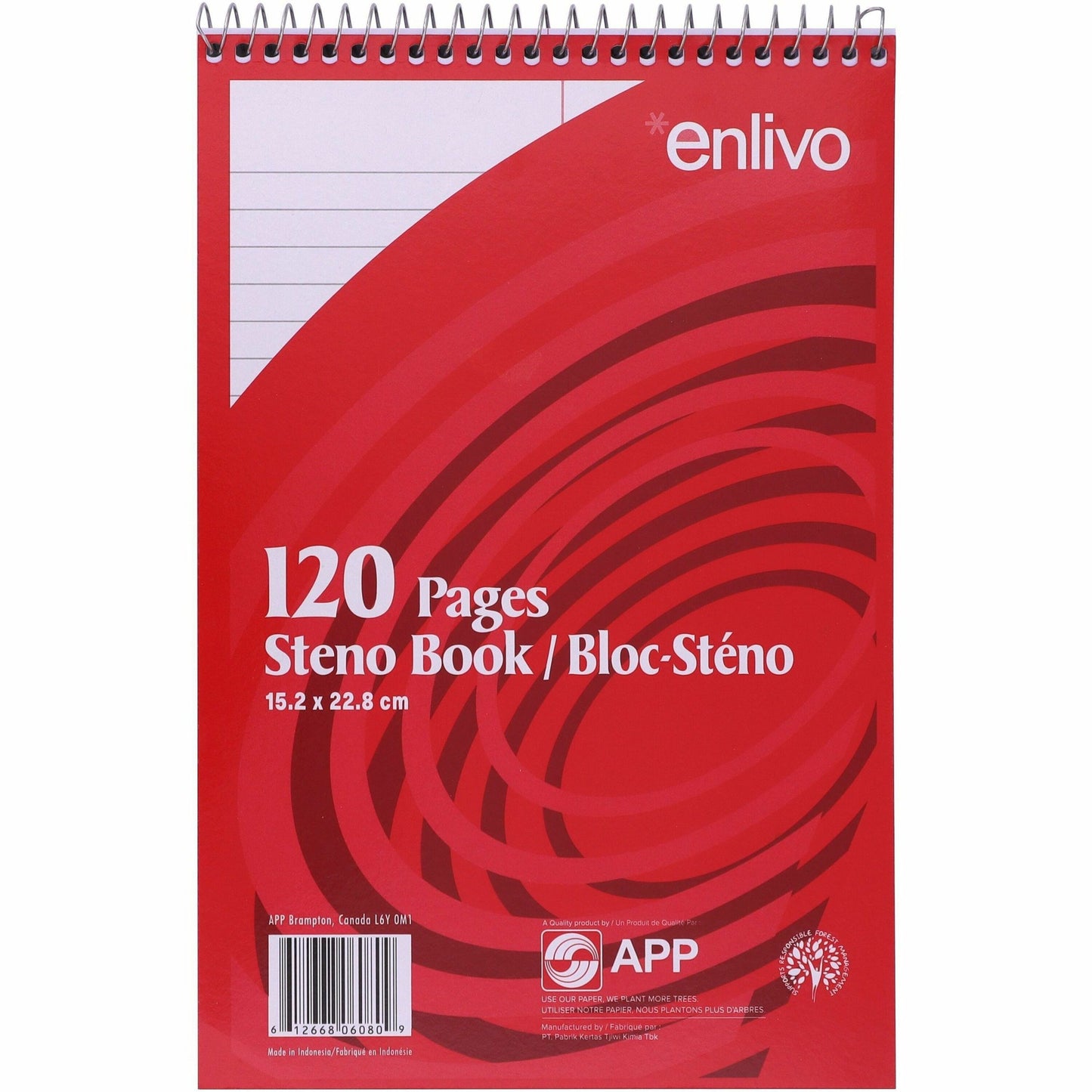 APP Coil Steno Book, Ruled, 6"x9" , 120pg