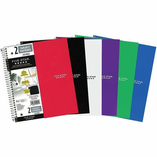 Five Star Wirebound, 2-Subject Notebook, 10-1/2" X 8" , 120 Sheets