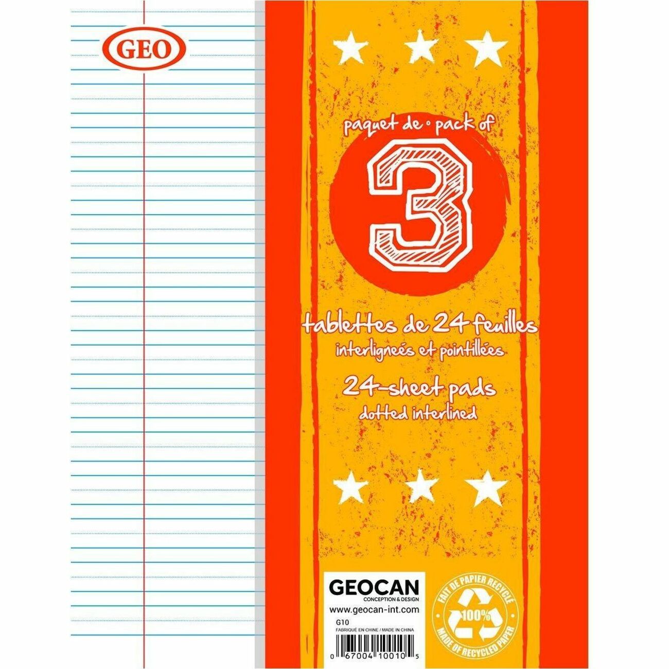GEO Small Writing Pads, Pack of 3