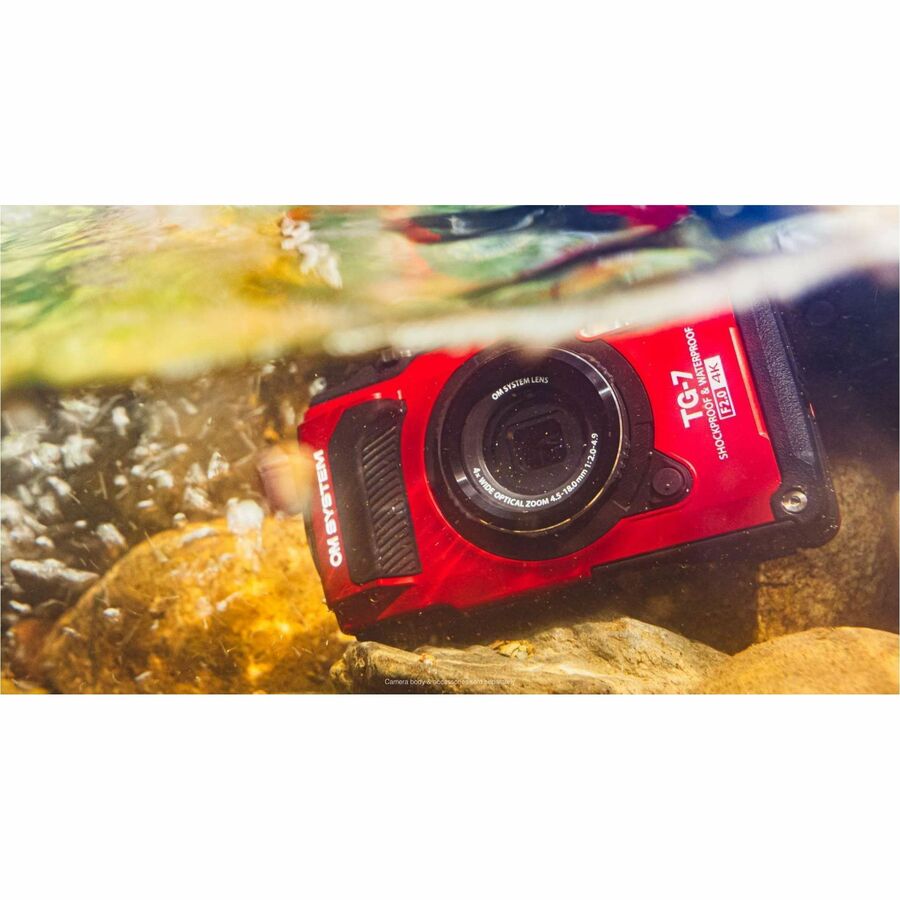 Olympus OM SYSTEM TG-7 12 Megapixel Compact Camera - Black, Red - V110030RU000