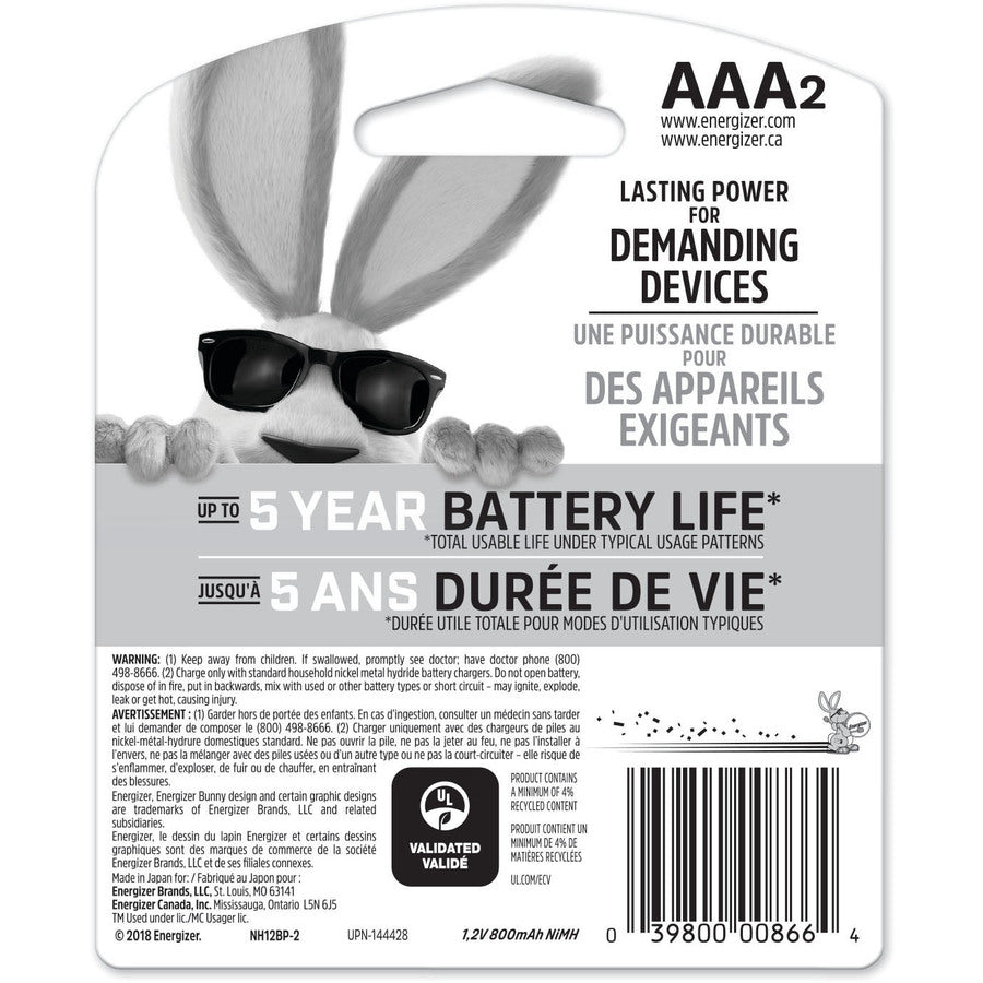 Energizer AAA Rechargeable Nickel Metal Hydride Battery - NH12BP-2