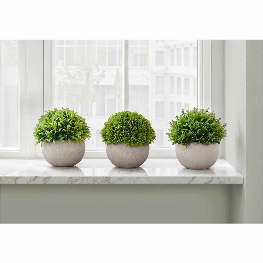 Monarch Specialties Artificial Plant - 3pcs / 5"H Grass in a 3" Grey Pot - I9589