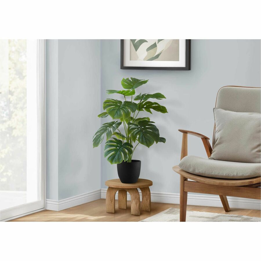 Monarch Specialties Artificial Plant - 24"H / Indoor Monstera / 5" Black Pot - I9576