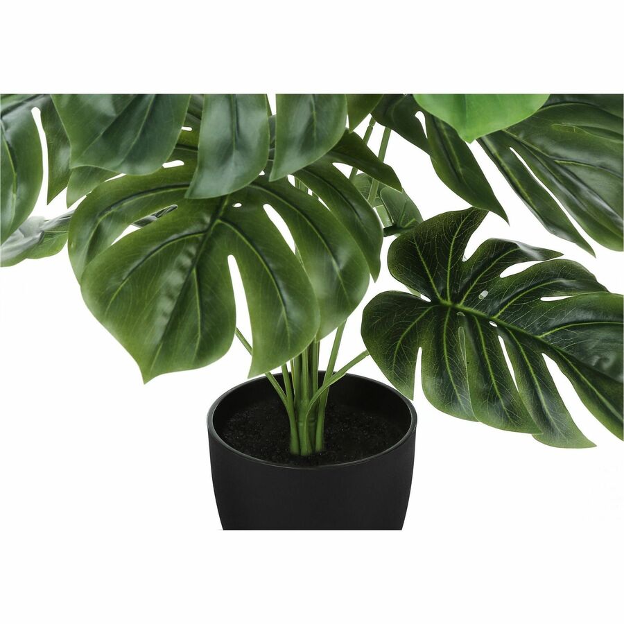 Monarch Specialties Artificial Plant - 24"H / Indoor Monstera / 5" Black Pot - I9576