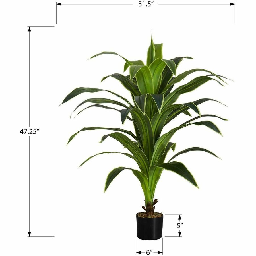 Monarch Specialties Artificial Plant - 47"H / Indoor Dracaena in A 5" Pot - I9542
